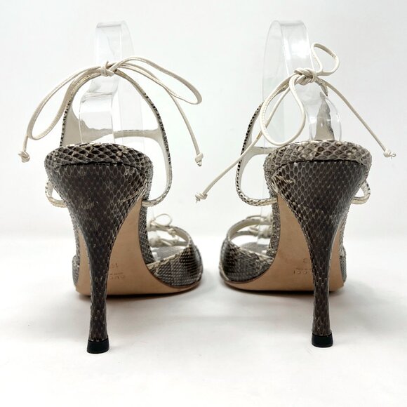 Gucci Snakeskin Bow Sandals 11B (Vintage) High Heel Open Toe - Picture 5 of 10
